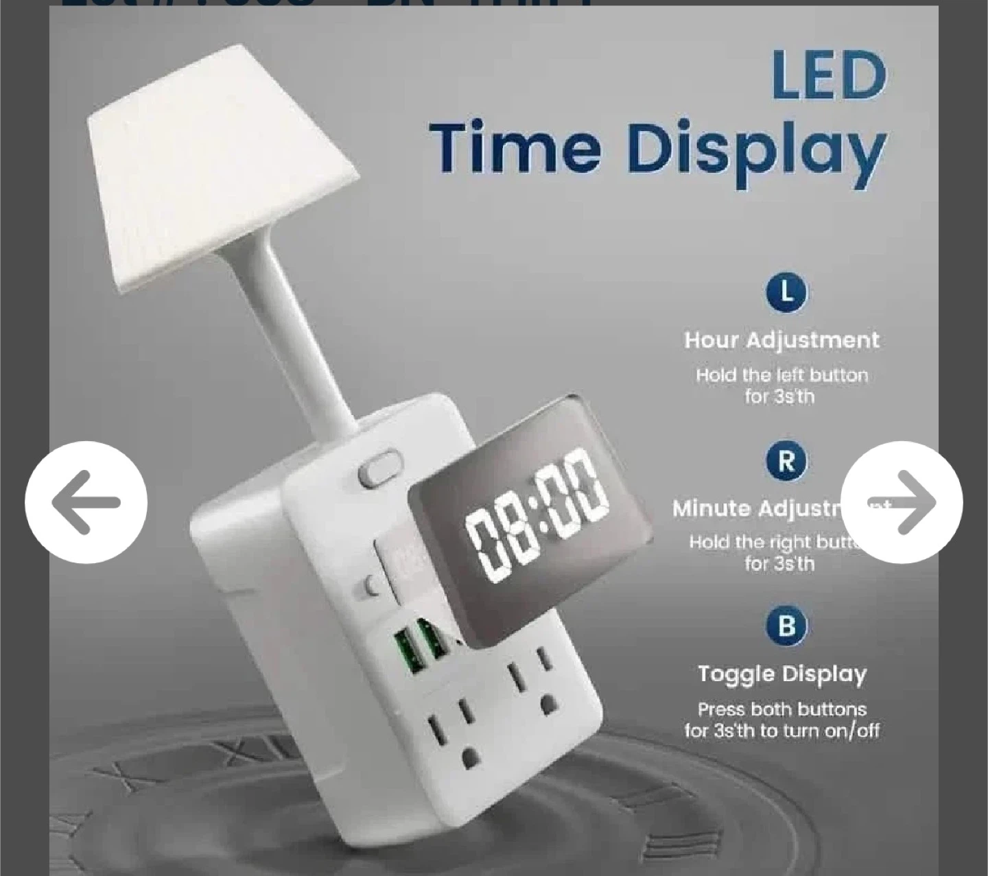 11-in-1 Multi-Plug Outlet with Lamp & Clock - photo 3