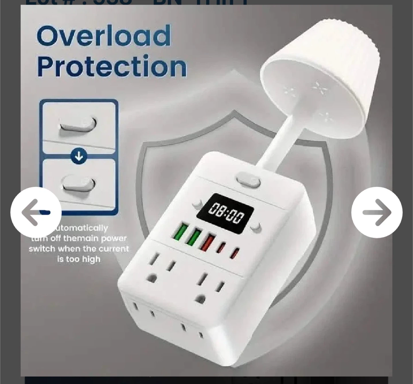 11-in-1 Multi-Plug Outlet with Lamp & Clock - photo 4