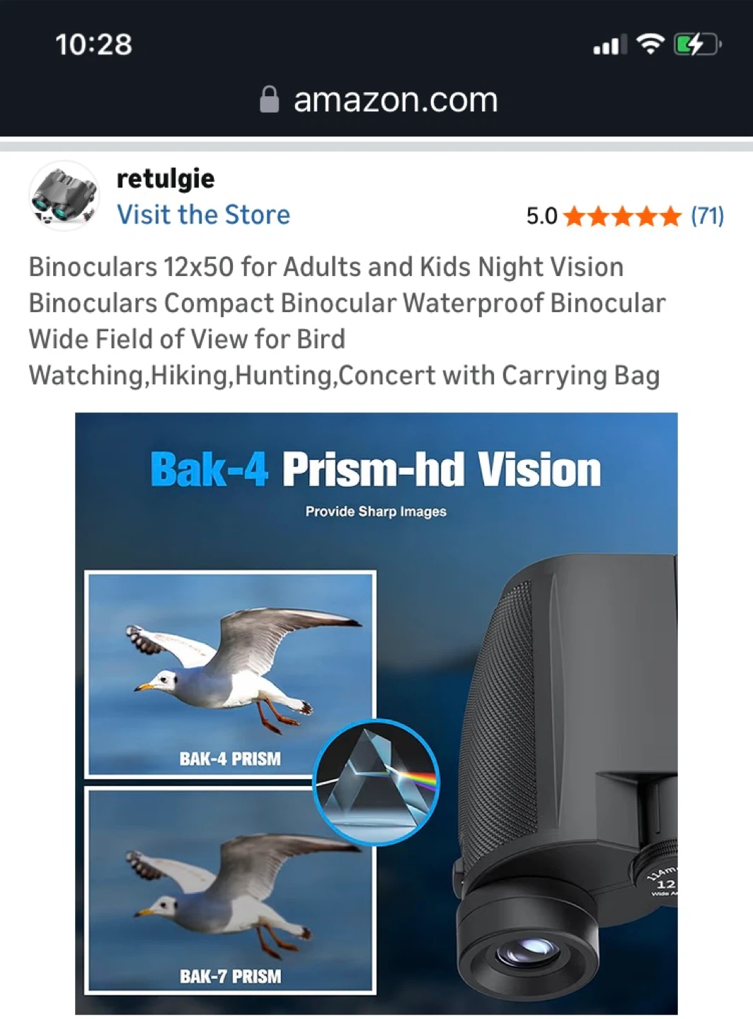12x50 Compact Binoculars with Carrying Bag - photo 4