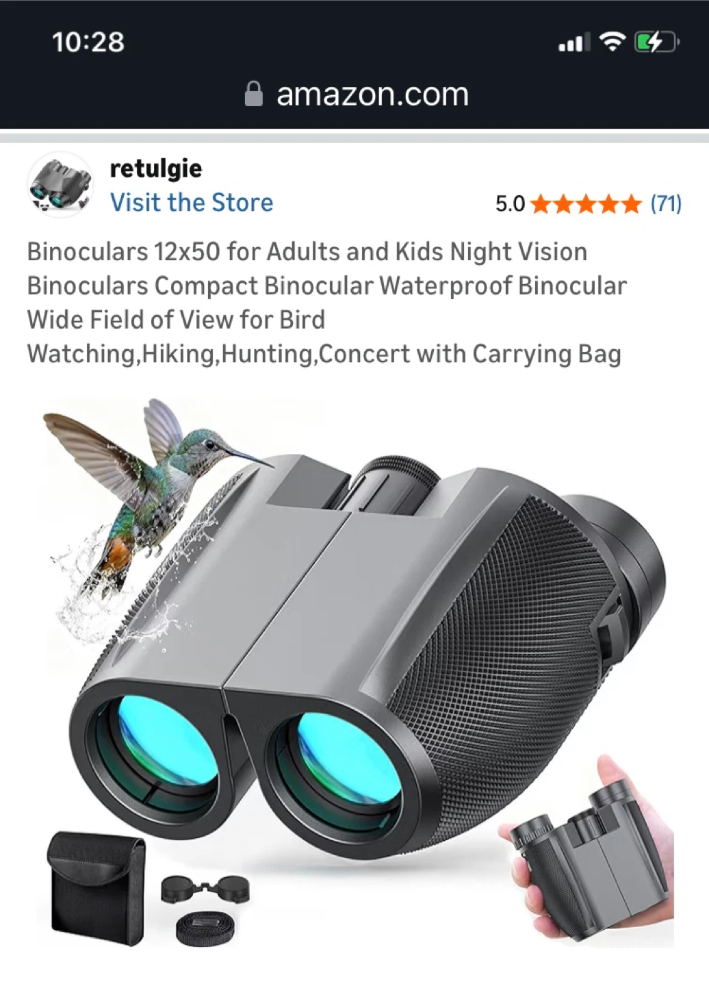 12x50 Compact Binoculars with Carrying Bag
