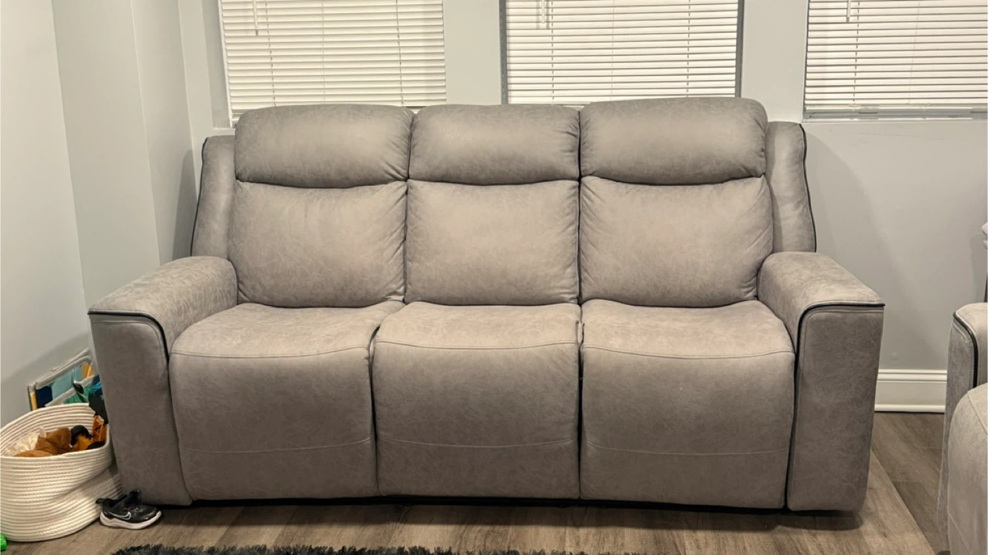 Gray Reclining Loveseat with Cup Holders - photo 2