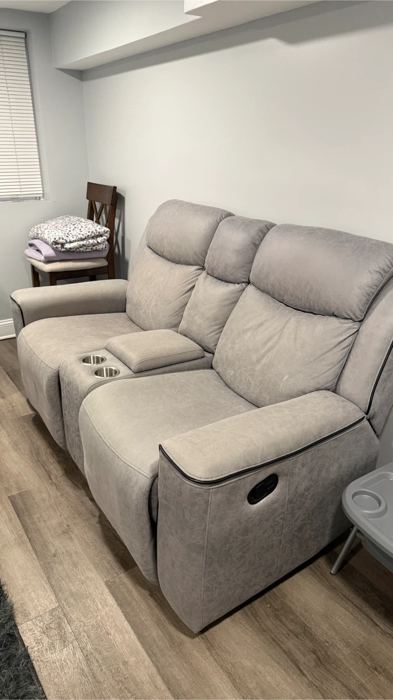 Gray Reclining Loveseat with Cup Holders - photo 3