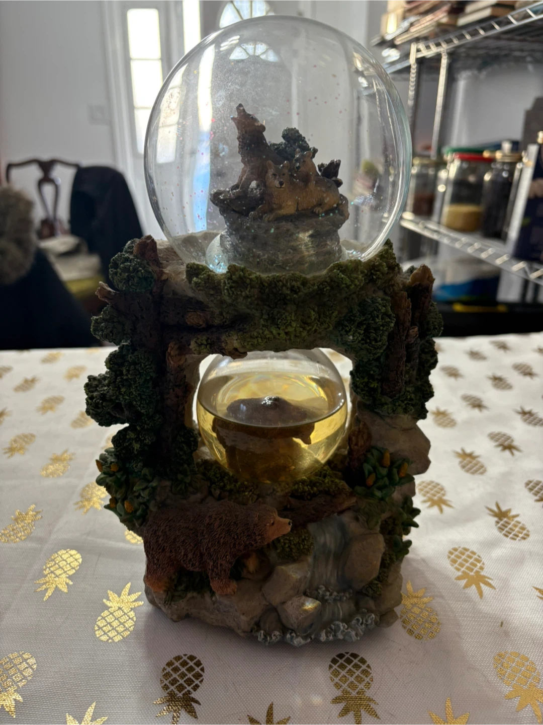Wolf and Bear Scene Snow Globe