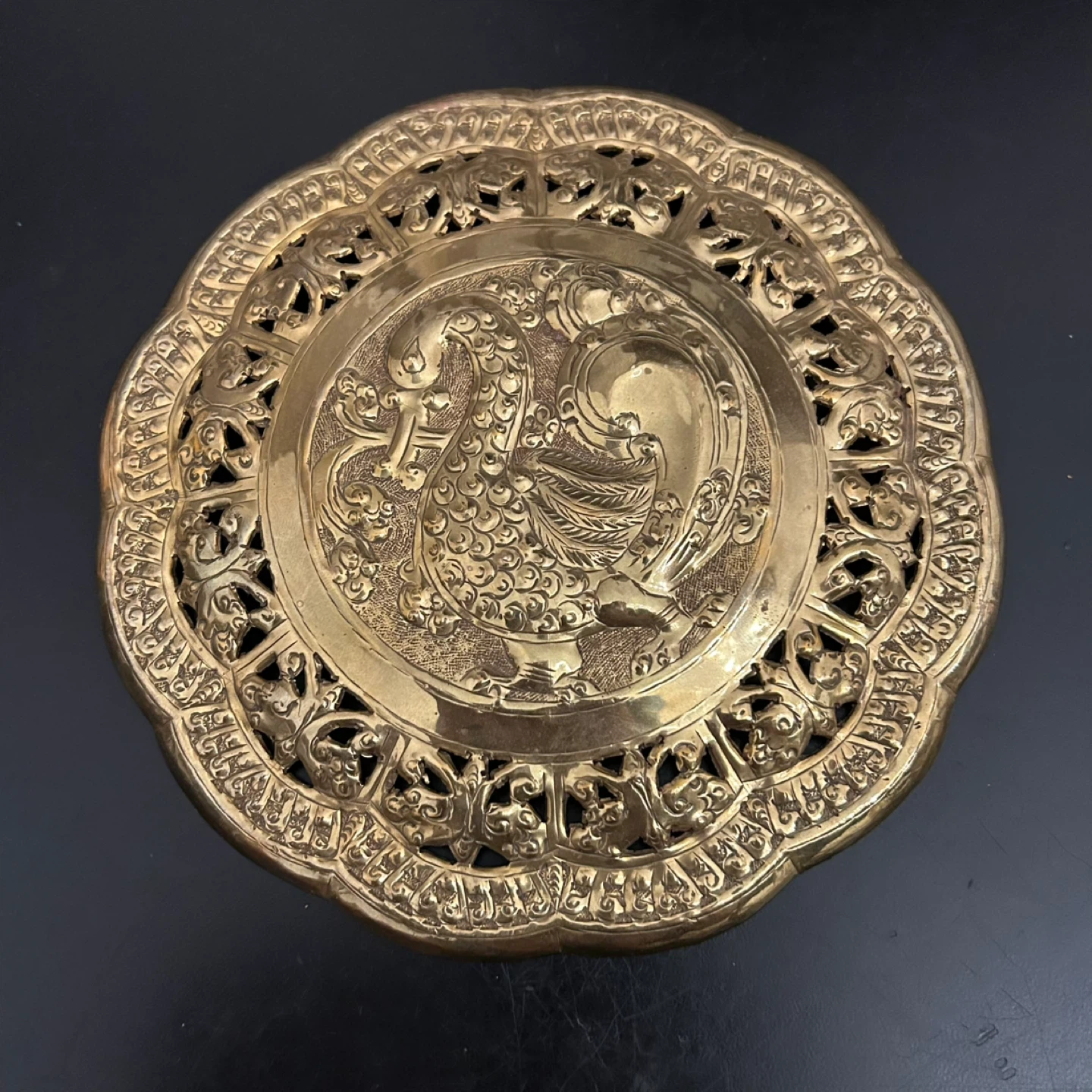 🏆 Vintage Ornate Brass Peacock Wall Plaque