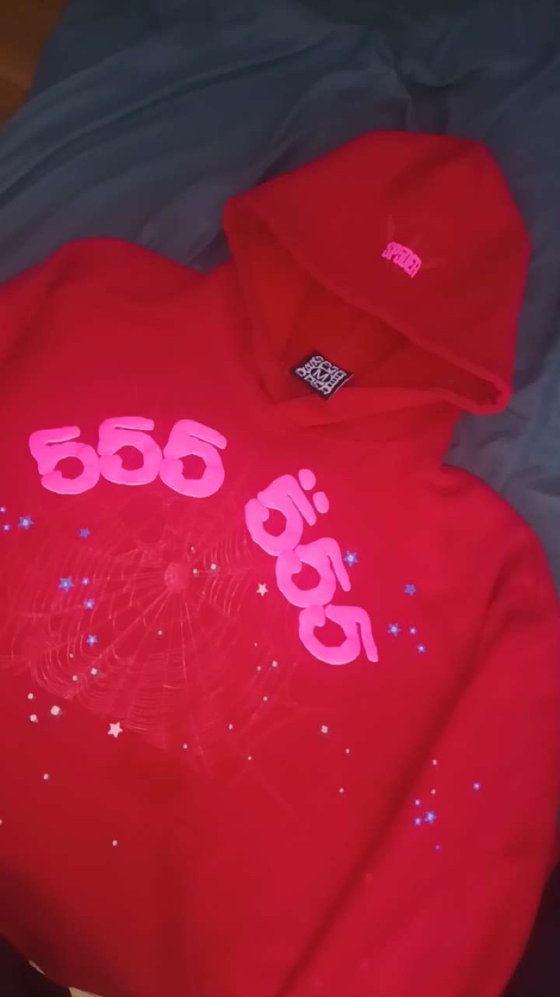 Sp5der Hoodie Red 555 555