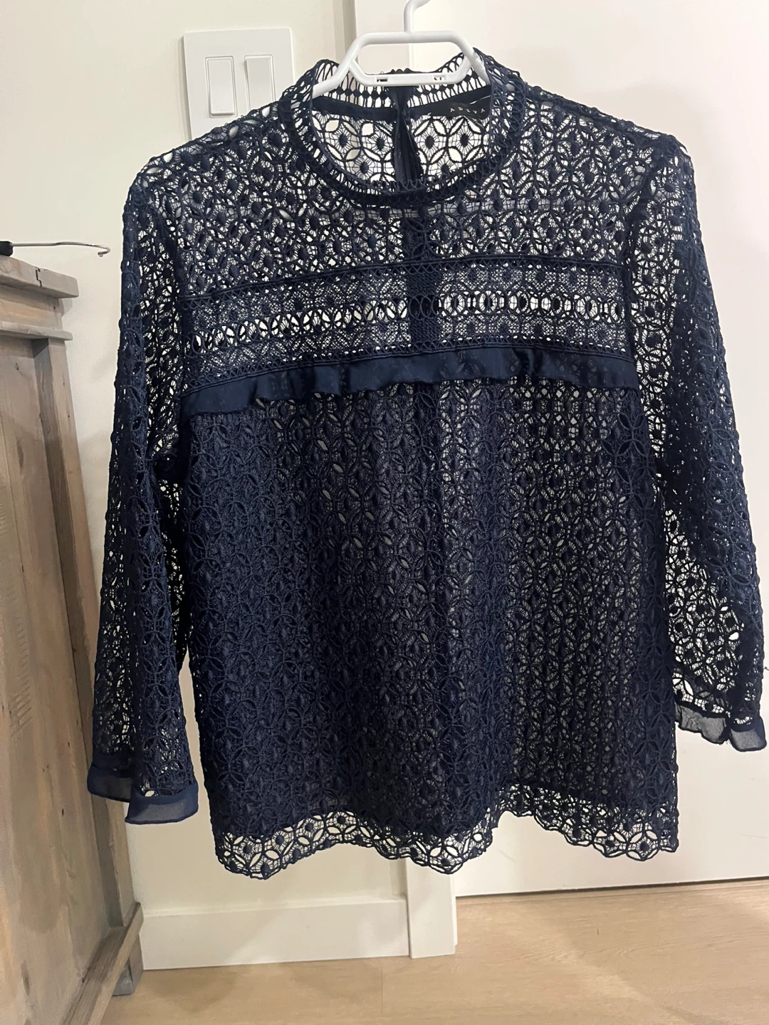 Navy Blue Lace Blouse