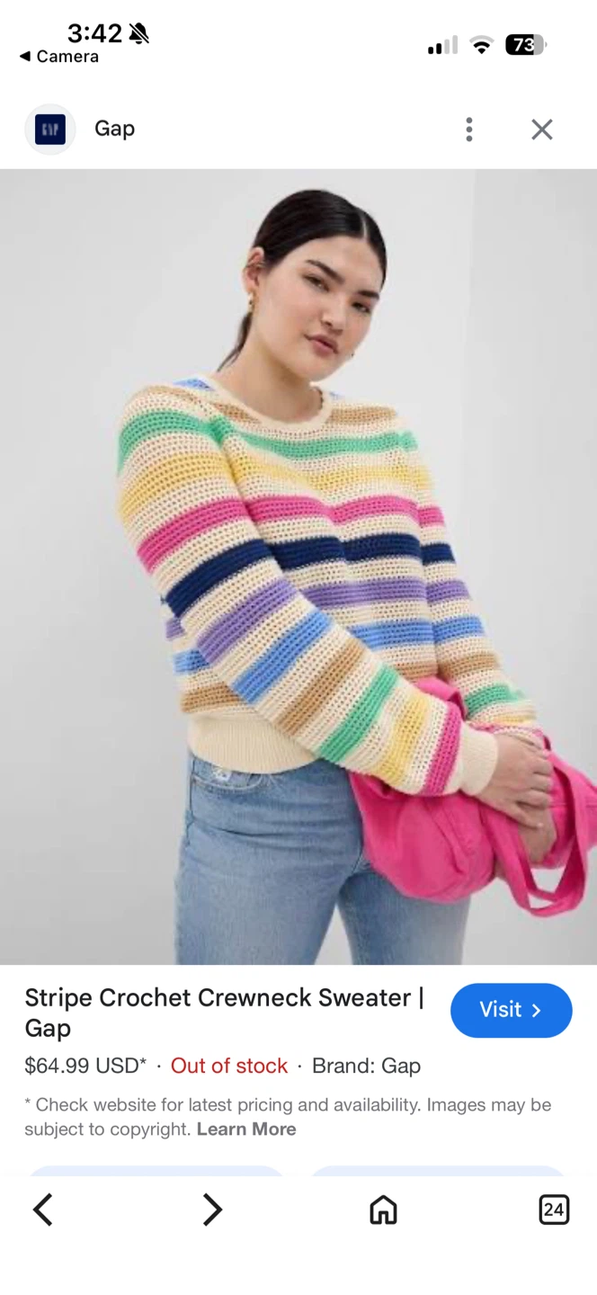 Gap Stripe Crochet Crewneck Sweater - photo 2