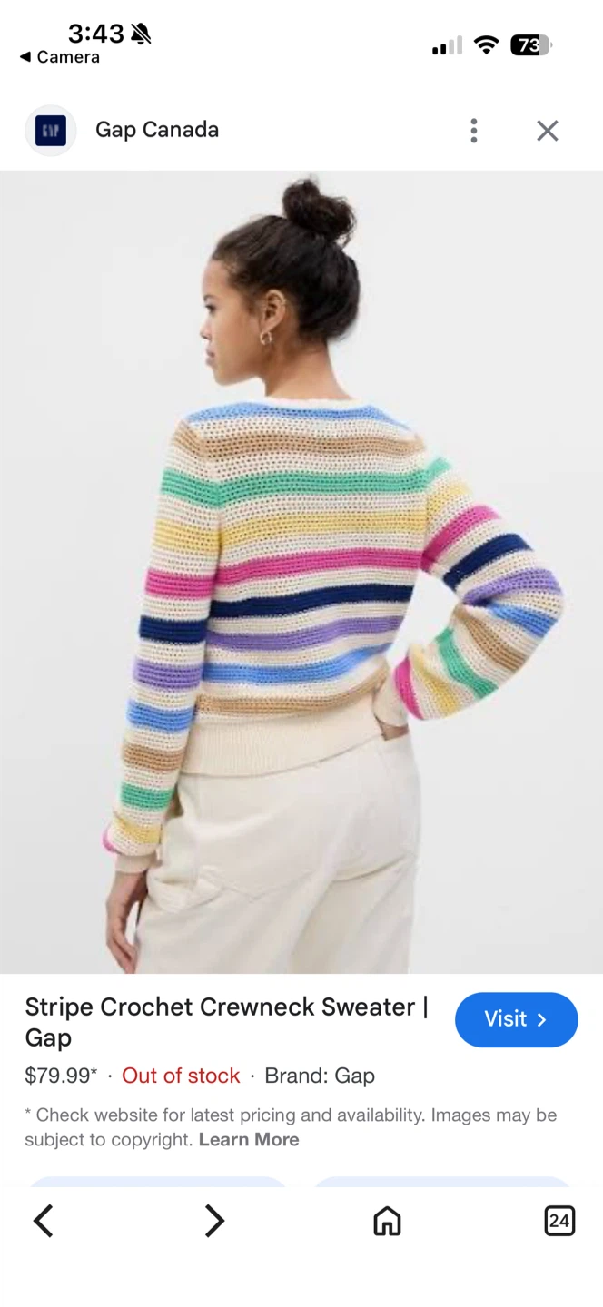 Gap Stripe Crochet Crewneck Sweater