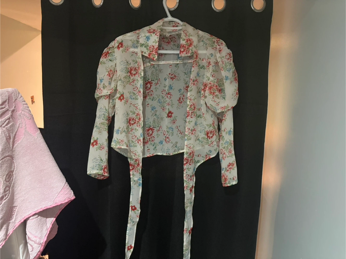 Floral Print Sheer Button-Up Jacket and Dress Set - photo 4