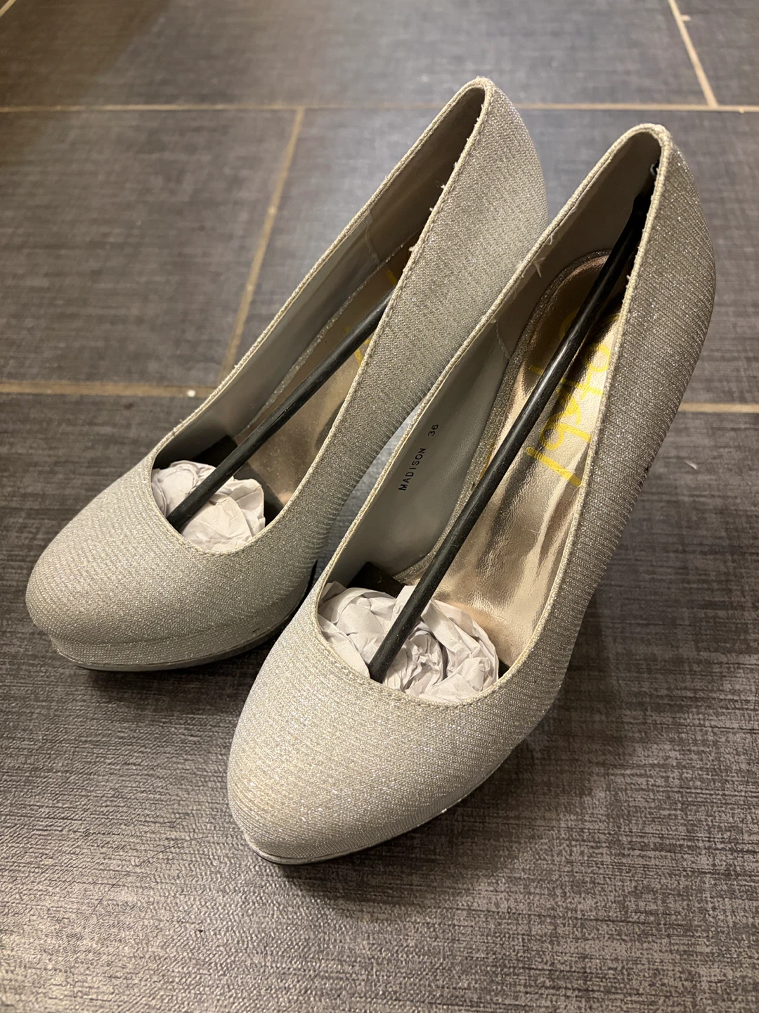 Silver Sparkly High Heel Shoes - Size 36