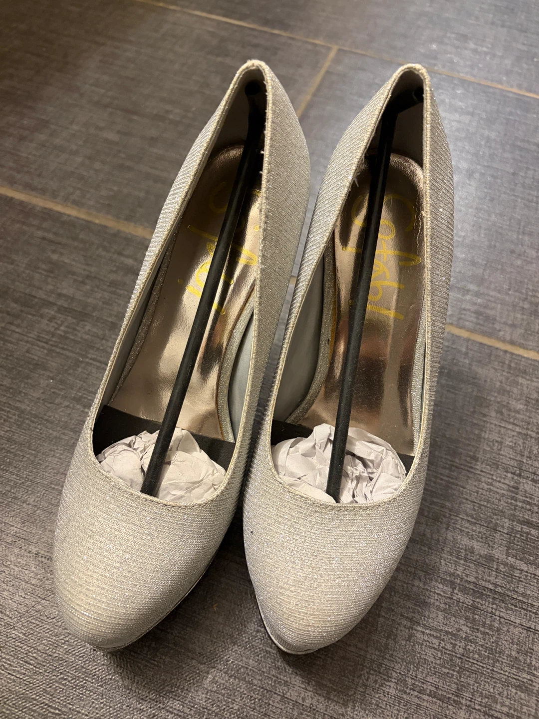 Silver Sparkly High Heel Shoes - Size 36 - photo 2