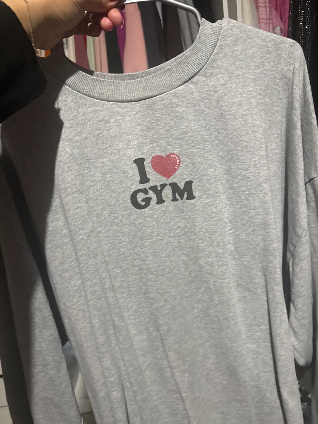 Grey 'I Love Gym' Long Sleeve T-Shirt gymshark