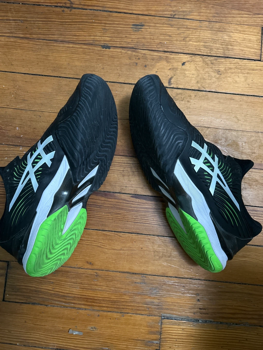 Asics Men's Gel-Resolution 8 Tennis Shoes Black/White/Green - photo 2