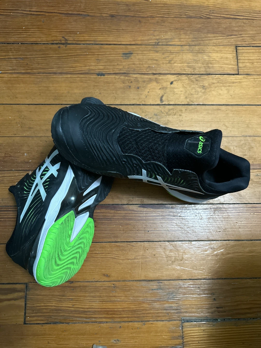 Asics Men's Gel-Resolution 8 Tennis Shoes Black/White/Green - photo 3