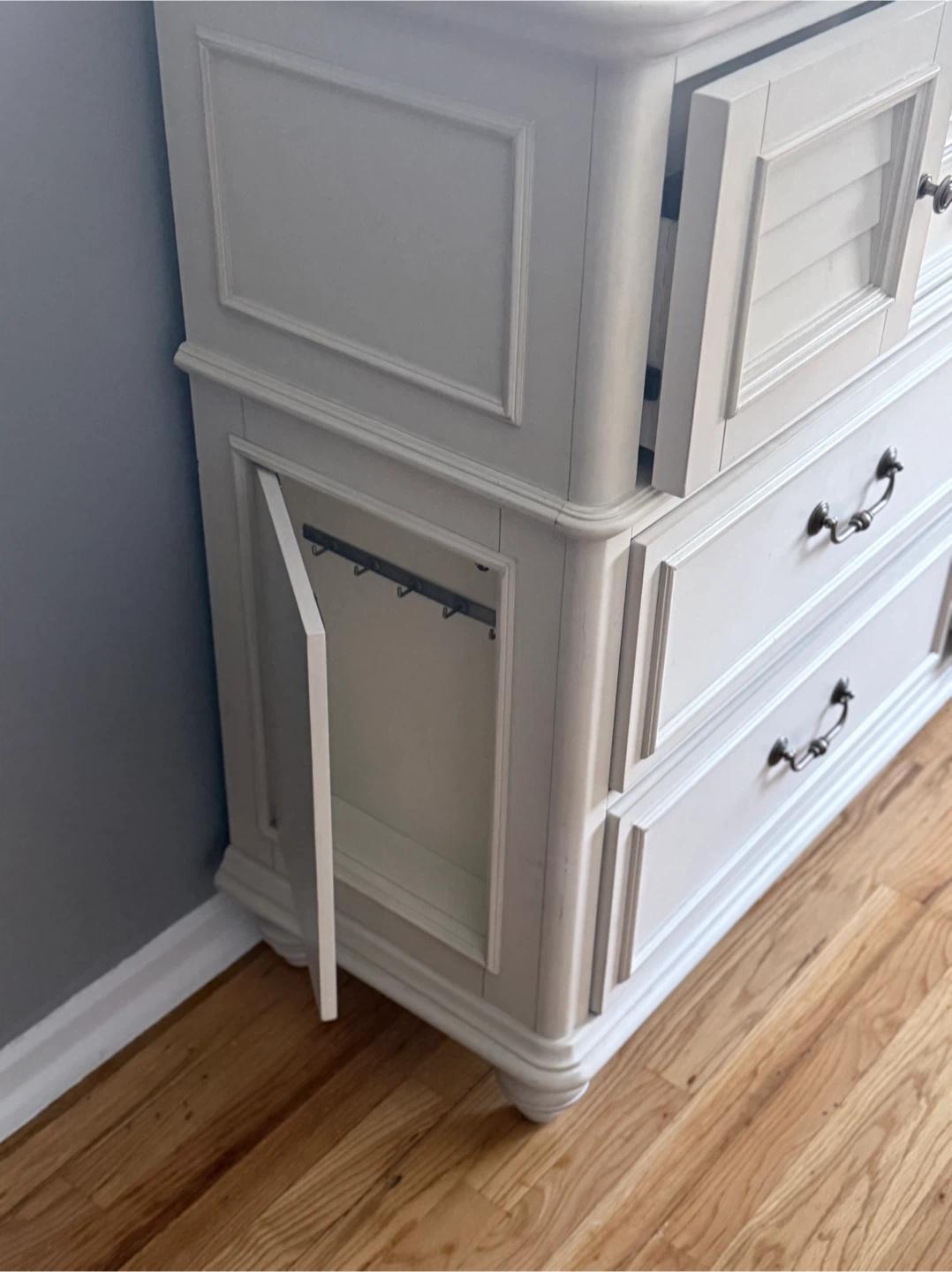 White Bedroom Set - Bed Frame and Dresser with Mirror - photo 3