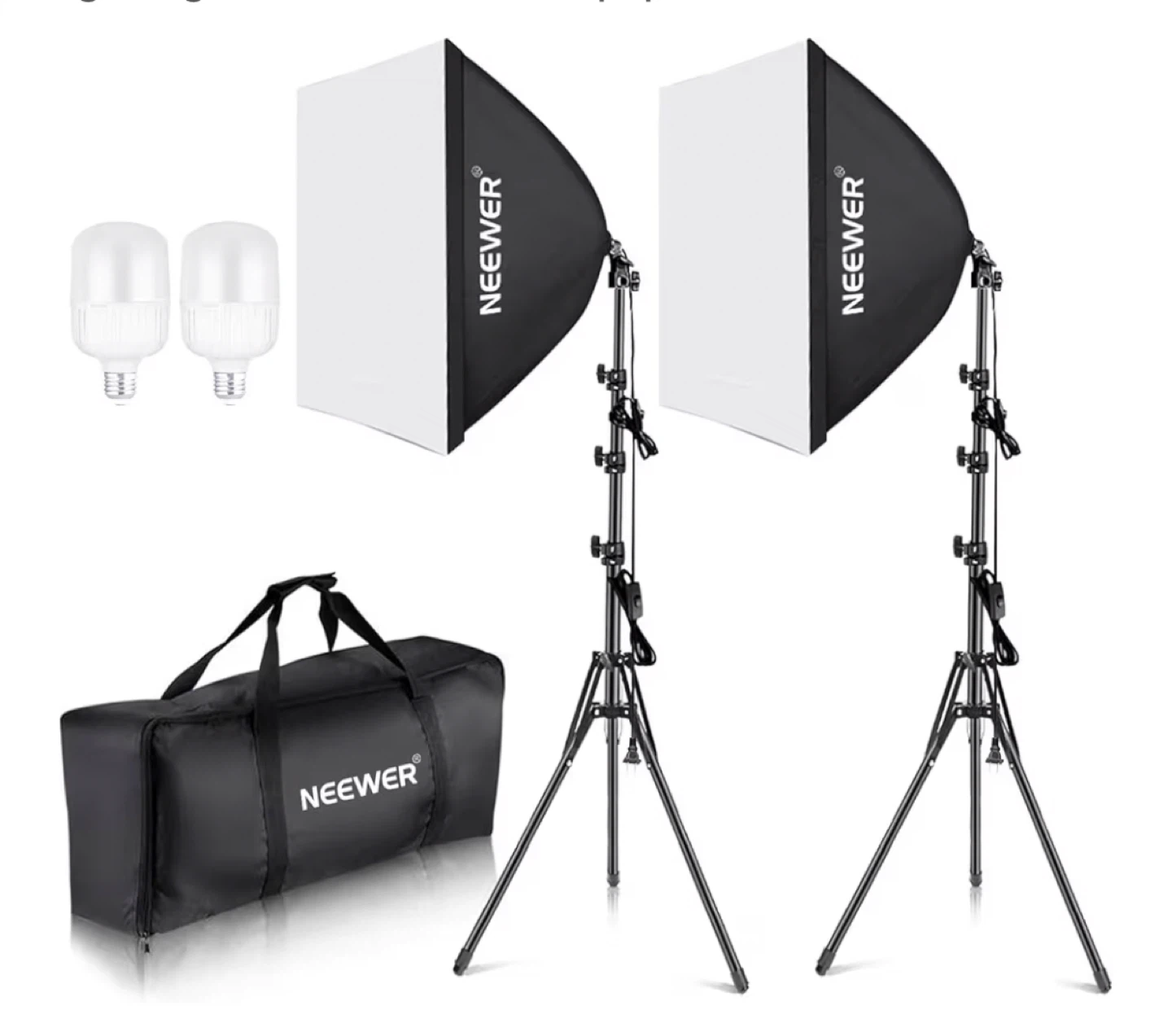 Neewer Softbox Lighting Kit with 2 LED Bulbs and Carrying Bag