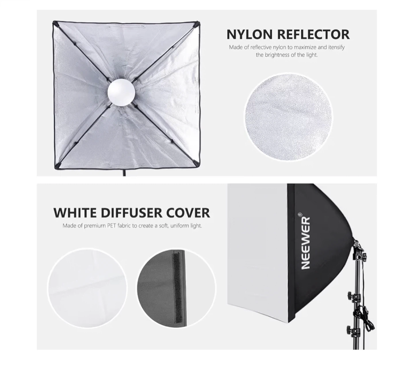 Neewer Softbox Lighting Kit with 2 LED Bulbs and Carrying Bag - photo 4