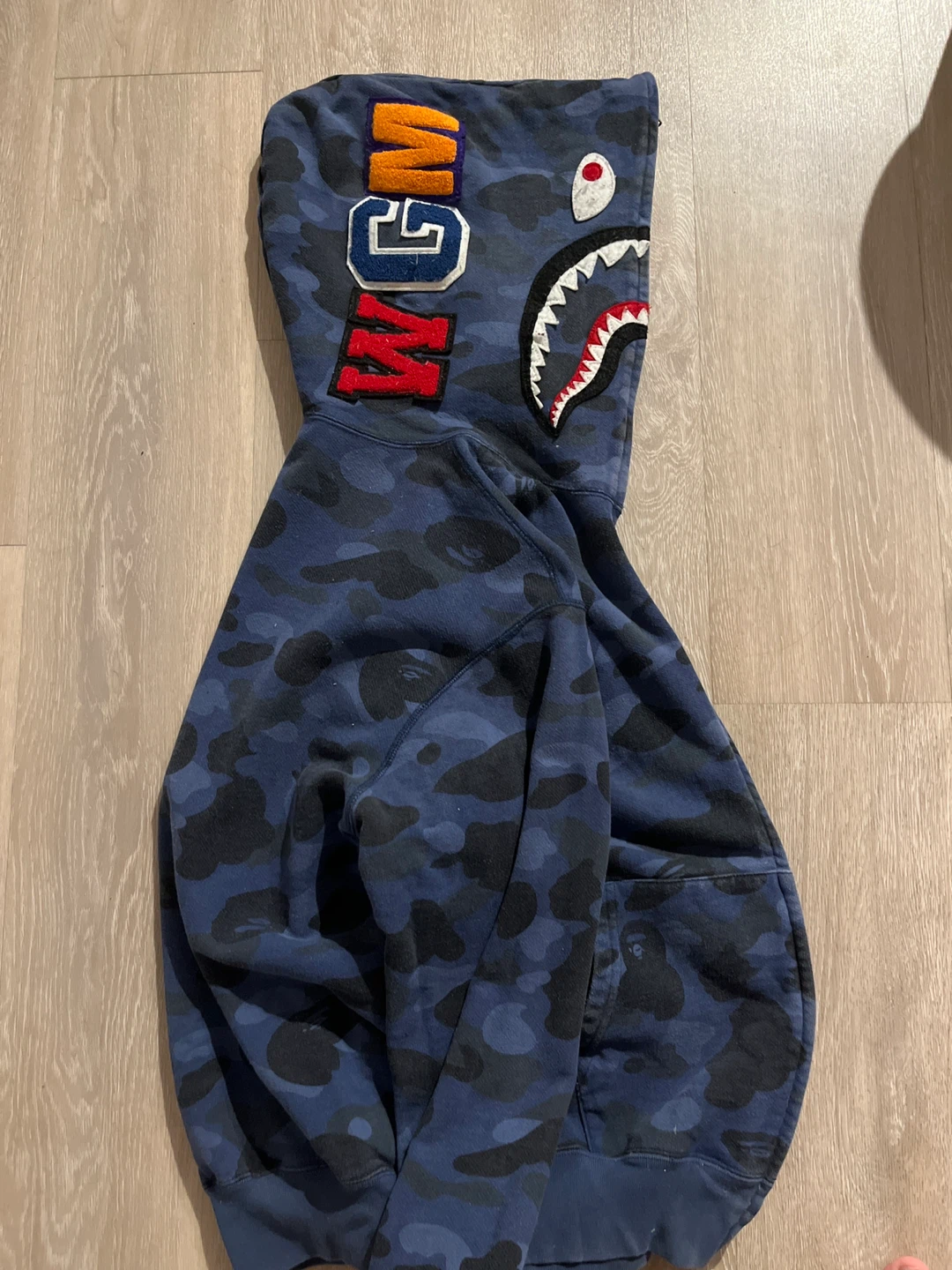 A Bathing Ape Shark Hoodie - Blue Camo - Size M