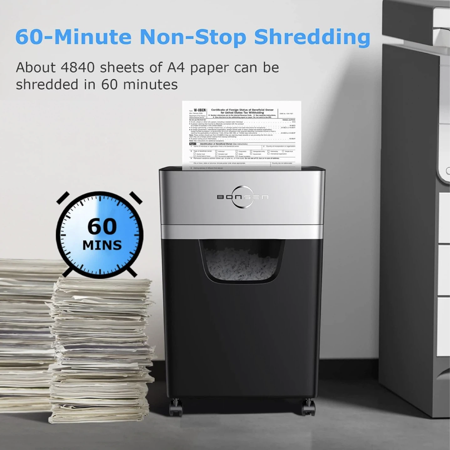 Bonsen Paper Shredder with 5.3 Gallon Pull-Out Bin - photo 2