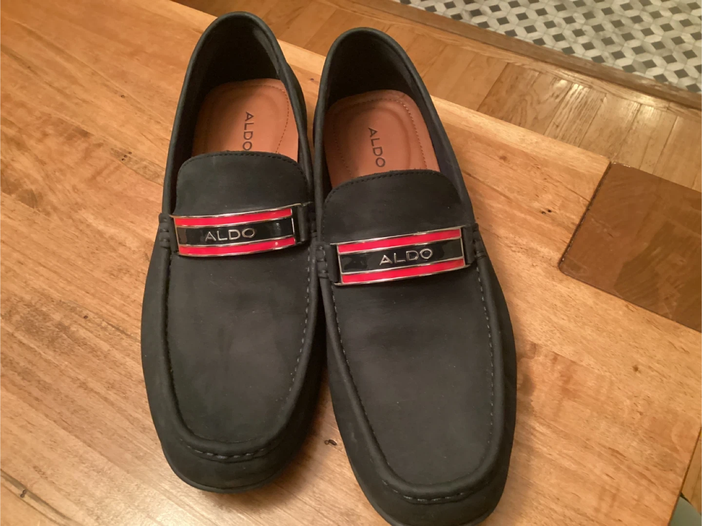 ALDO Navy Loafers with Red and Silver Detail