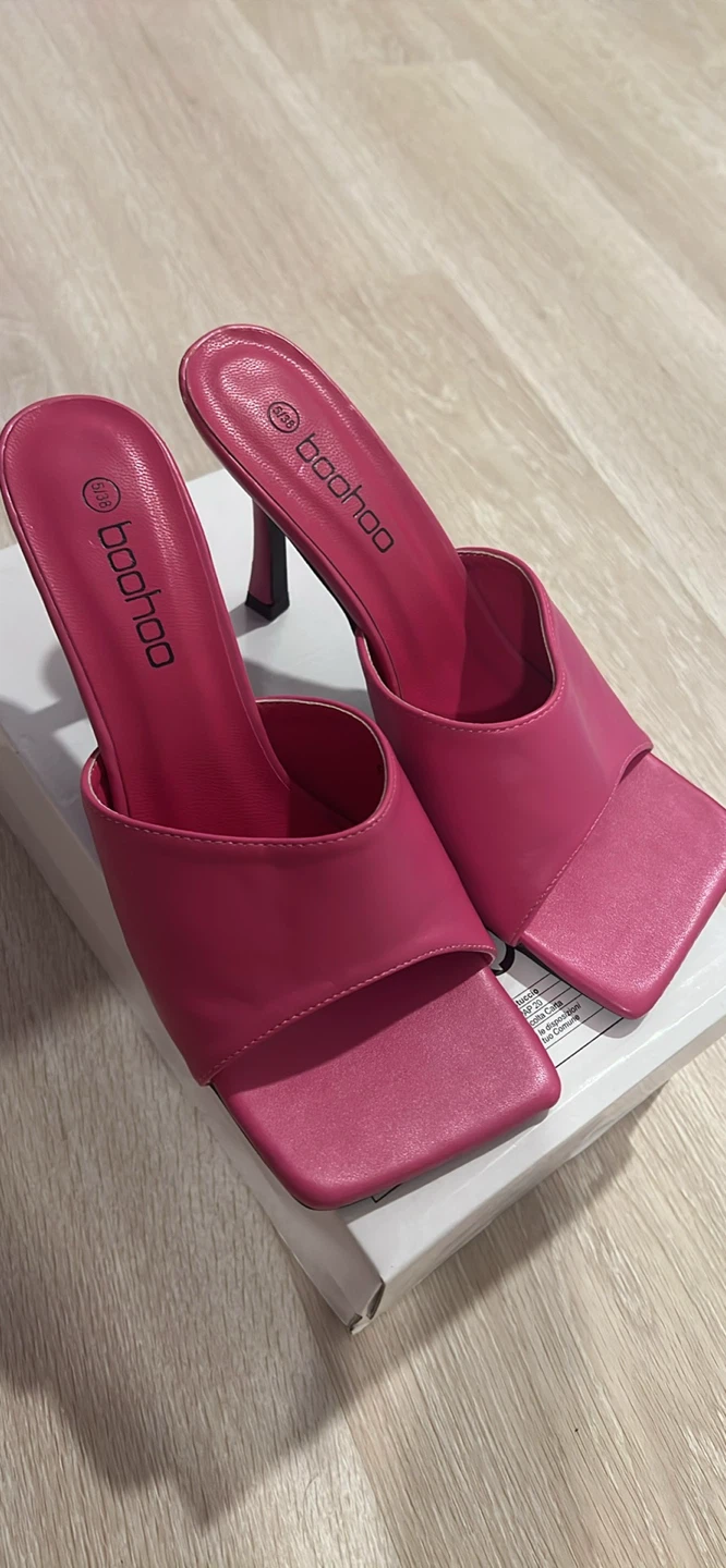 Boohoo Pink Square Toed Heels