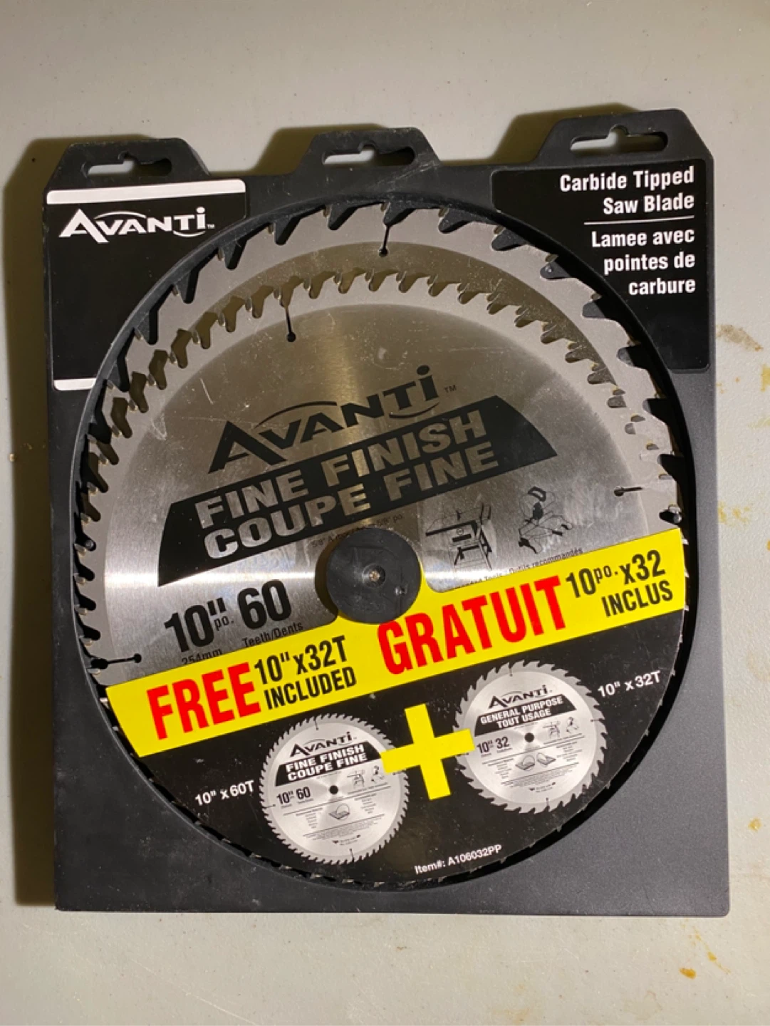 Avanti Carbide Tipped Fine Finish Saw Blade 10" 60T