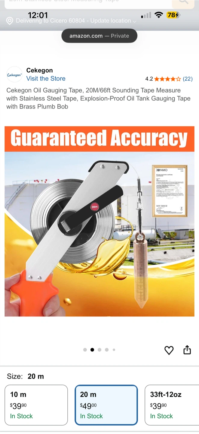 Cekegon 20m Stainless Steel Measuring Tape - photo 4