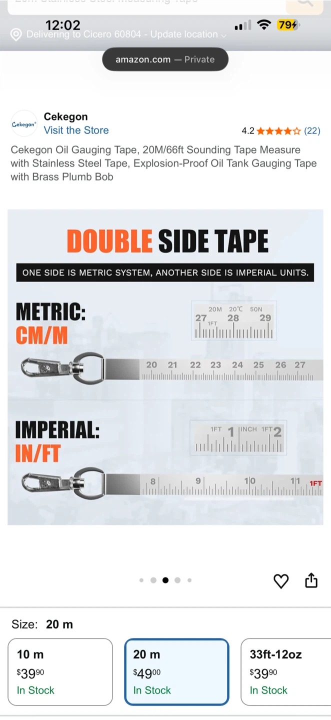 Cekegon 20m Stainless Steel Measuring Tape - photo 5