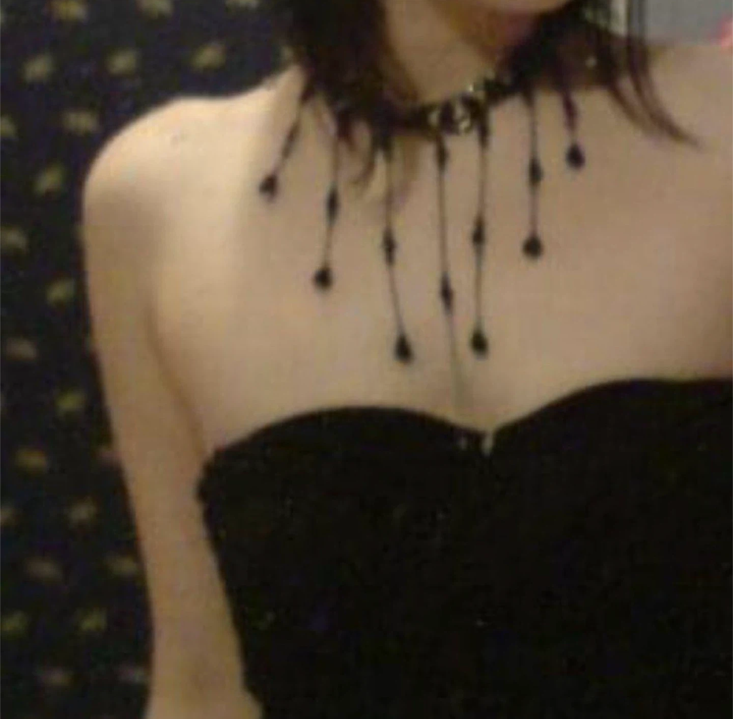 Black Beaded Dangle Necklace - photo 4
