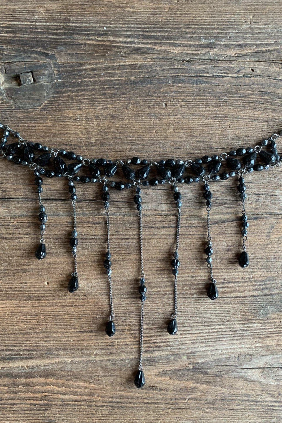 Black Beaded Dangle Necklace - photo 3