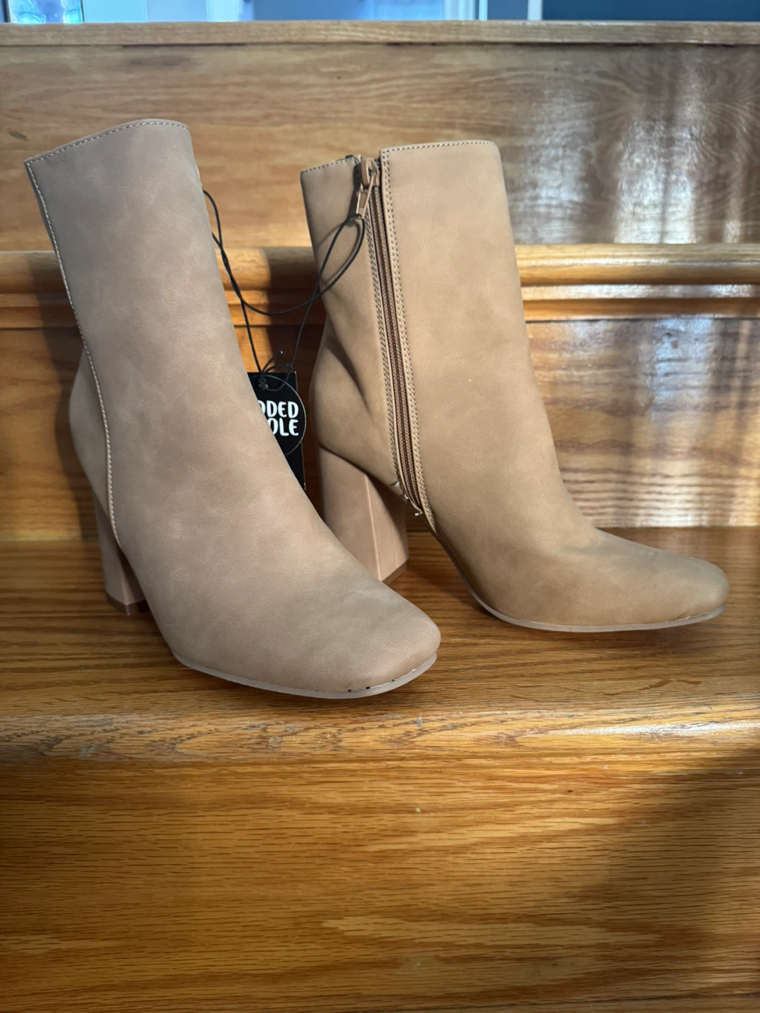 Women's Tan Faux Suede Ankle Boots