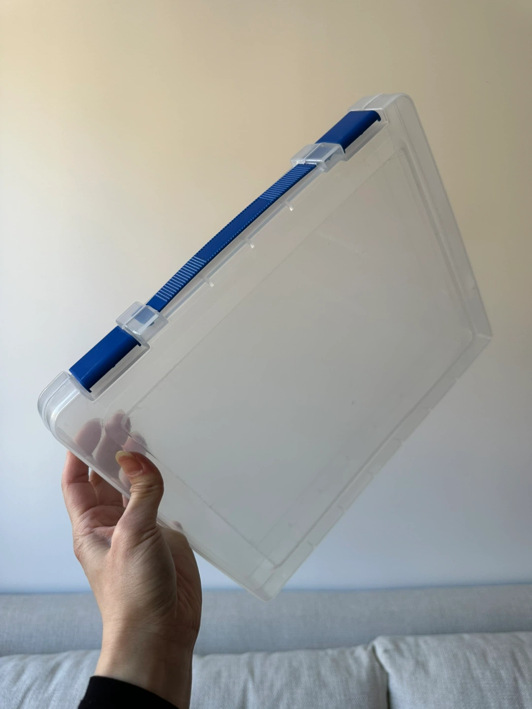 Clear Plastic Storage Box with Blue Clamps - photo 3