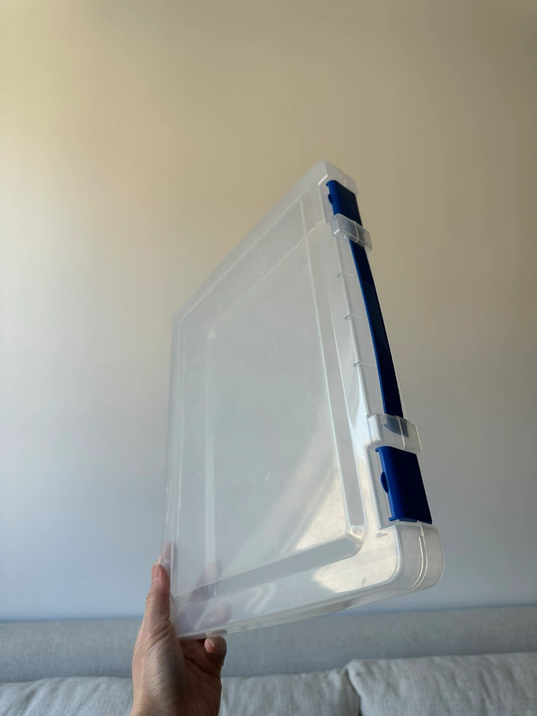 Clear Plastic Storage Box with Blue Clamps - photo 2