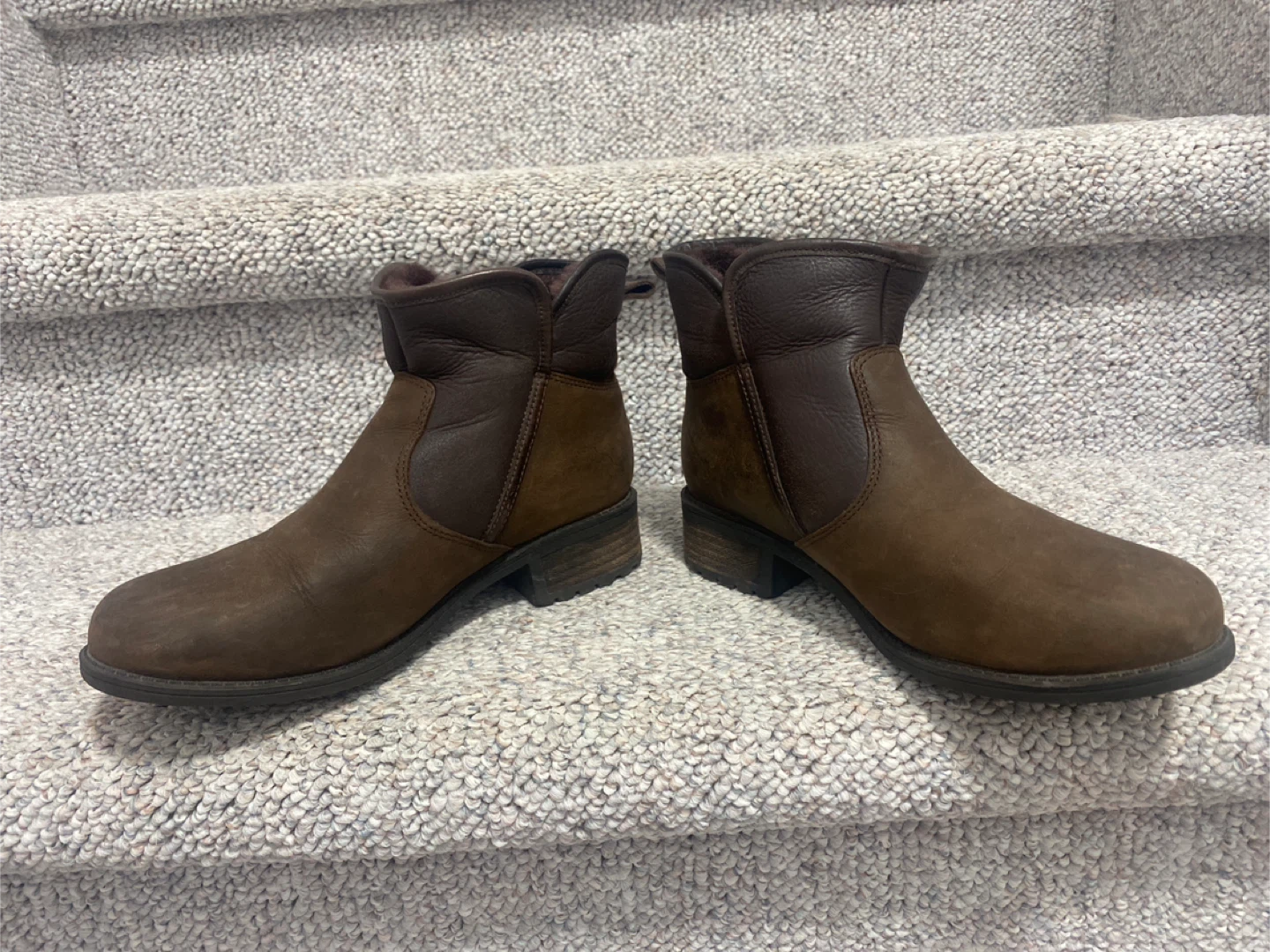 Brown Leather Ankle Boots with Fur Lining - photo 2