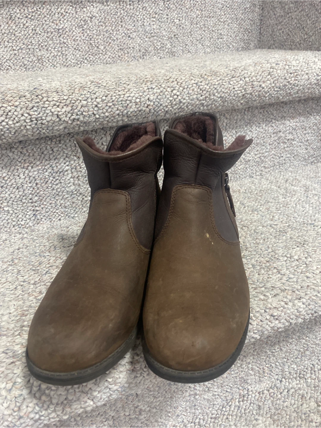 Brown Leather Ankle Boots with Fur Lining - photo 3