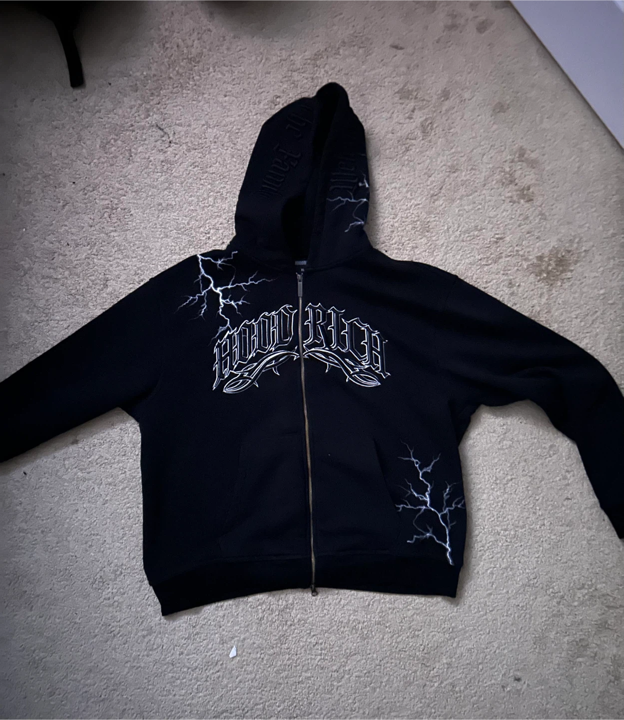 Hoodrich dark oversized full-zip hoodie/black