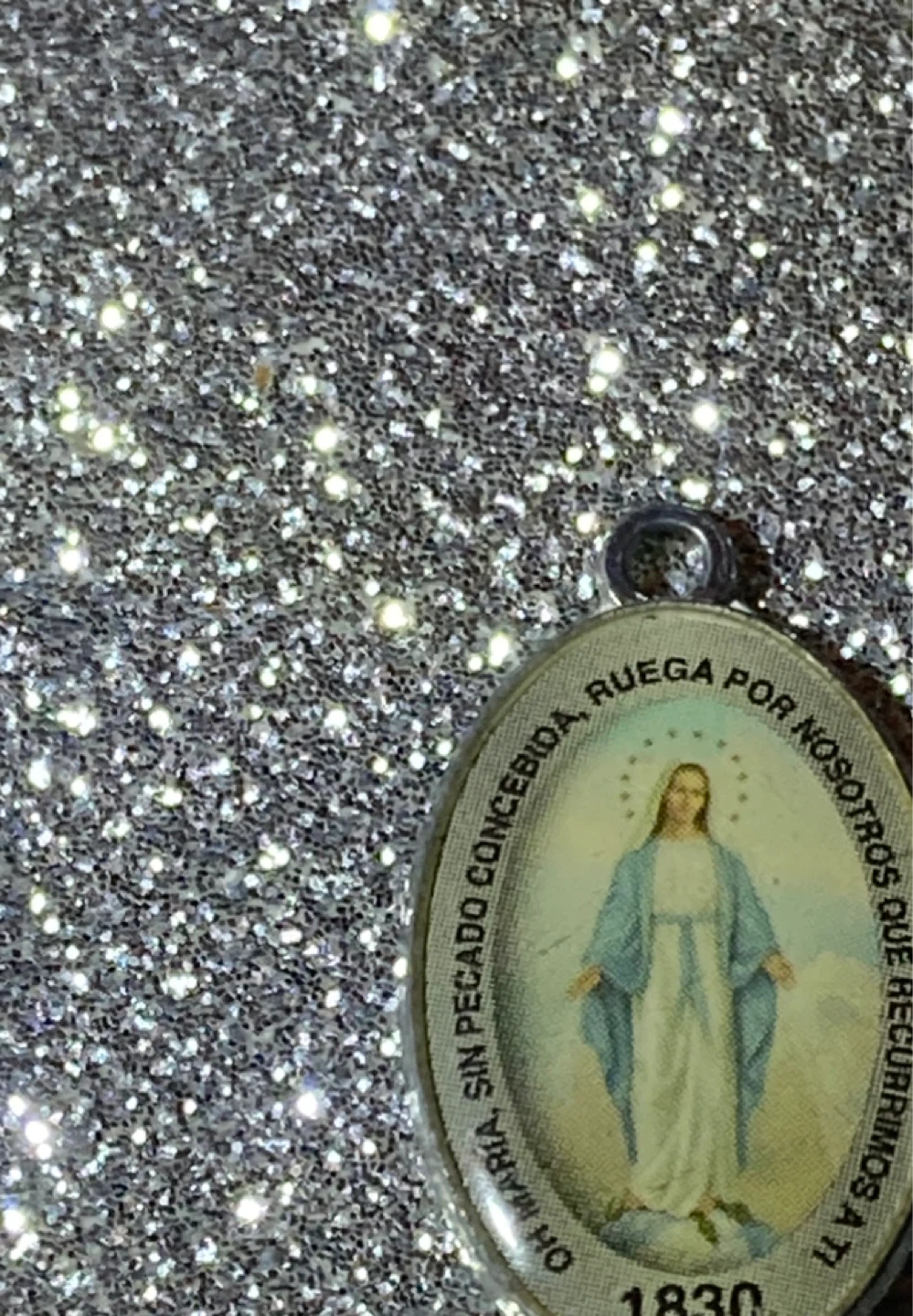Religious Medal Pendant - "Oh Mary, Sin Pecado Concedida"