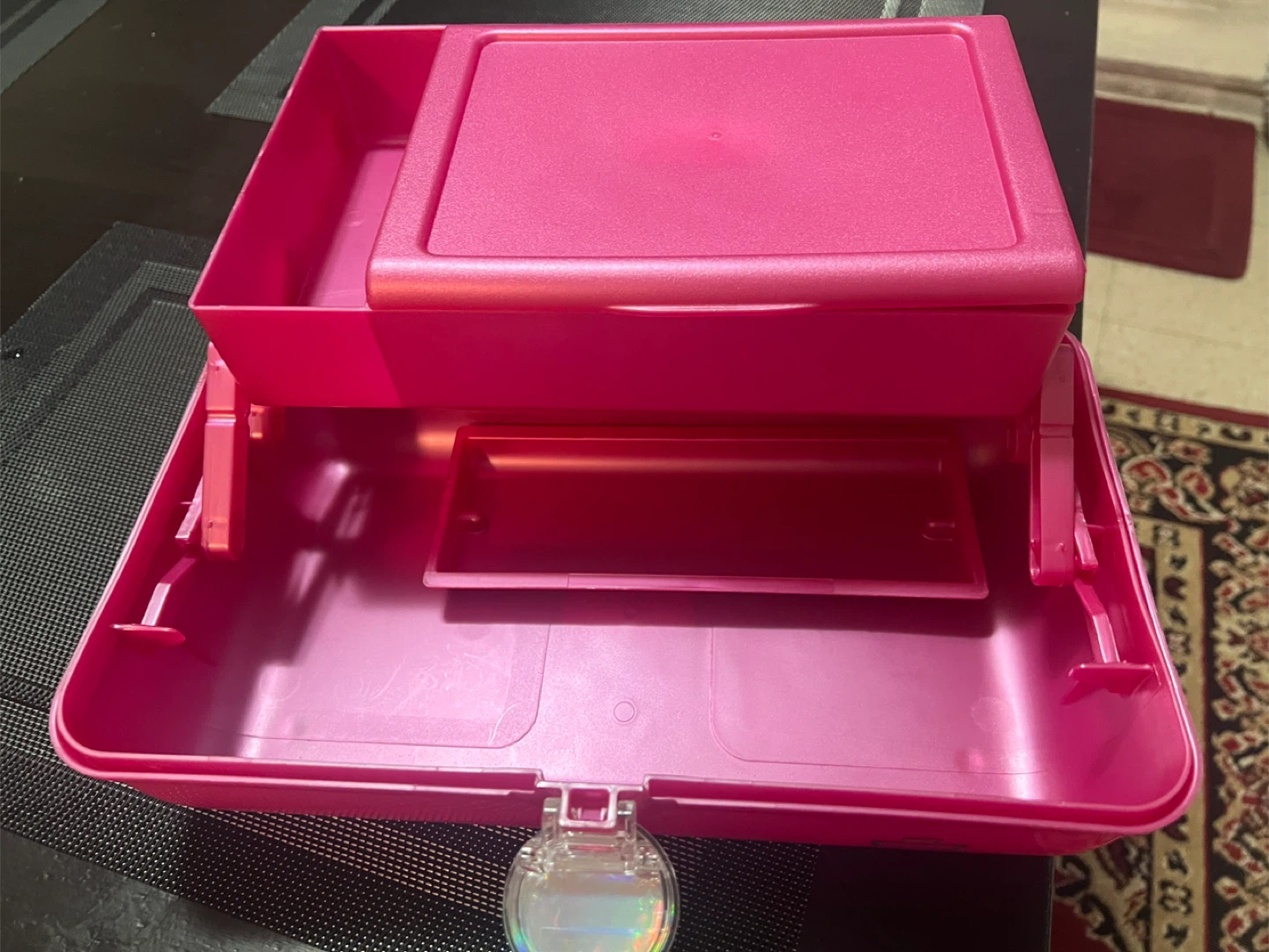 Pink Sparkle Vanity Makeup Train Case with Mirror - photo 2