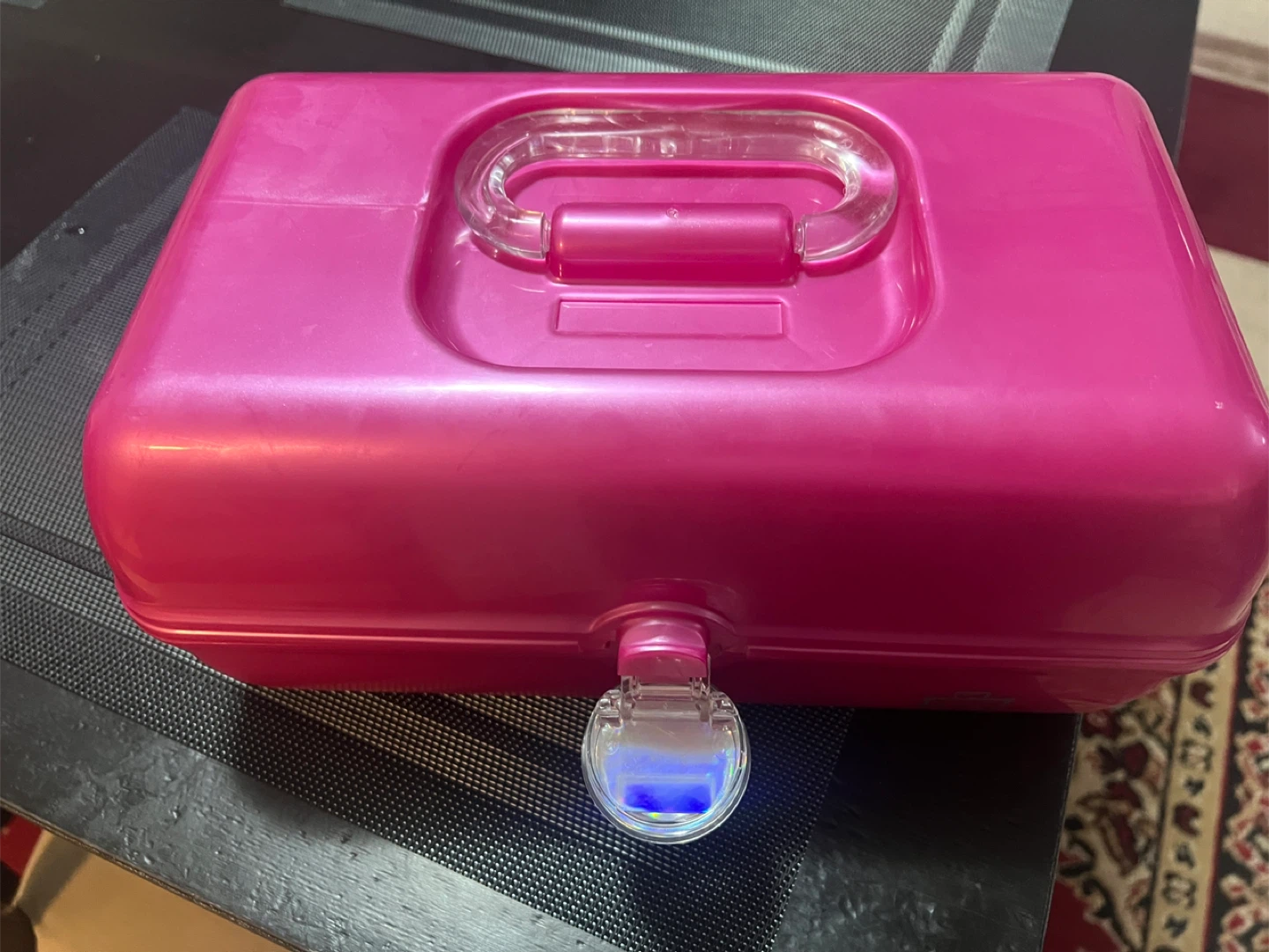 Pink Sparkle Vanity Makeup Train Case with Mirror