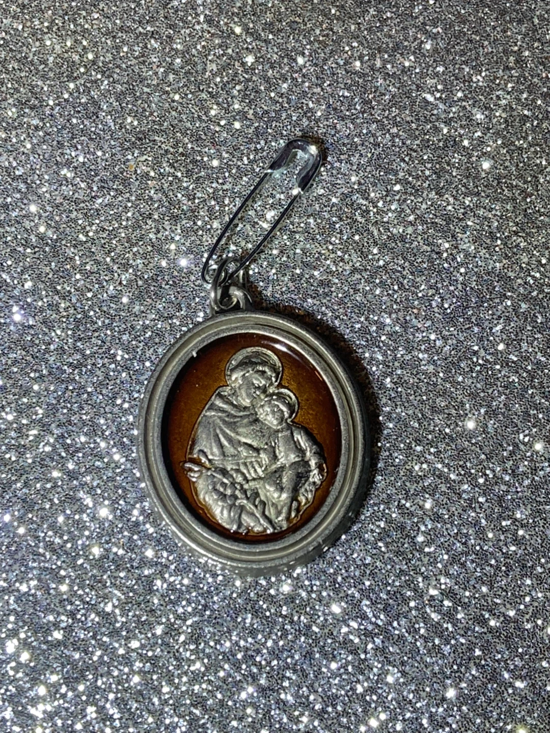 Religious Medal Pendant with Safety Pin