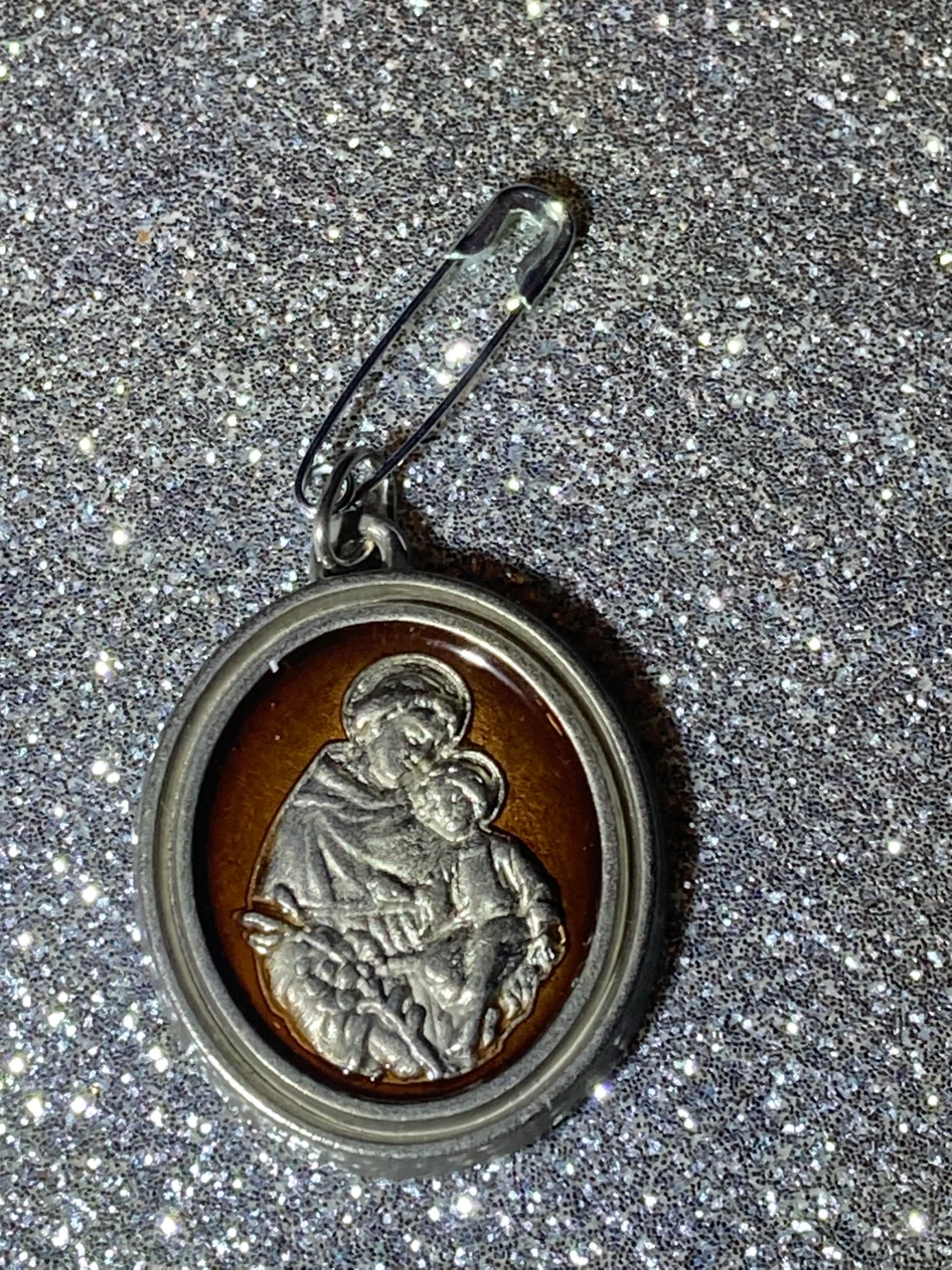 Religious Medal Pendant with Safety Pin - photo 3