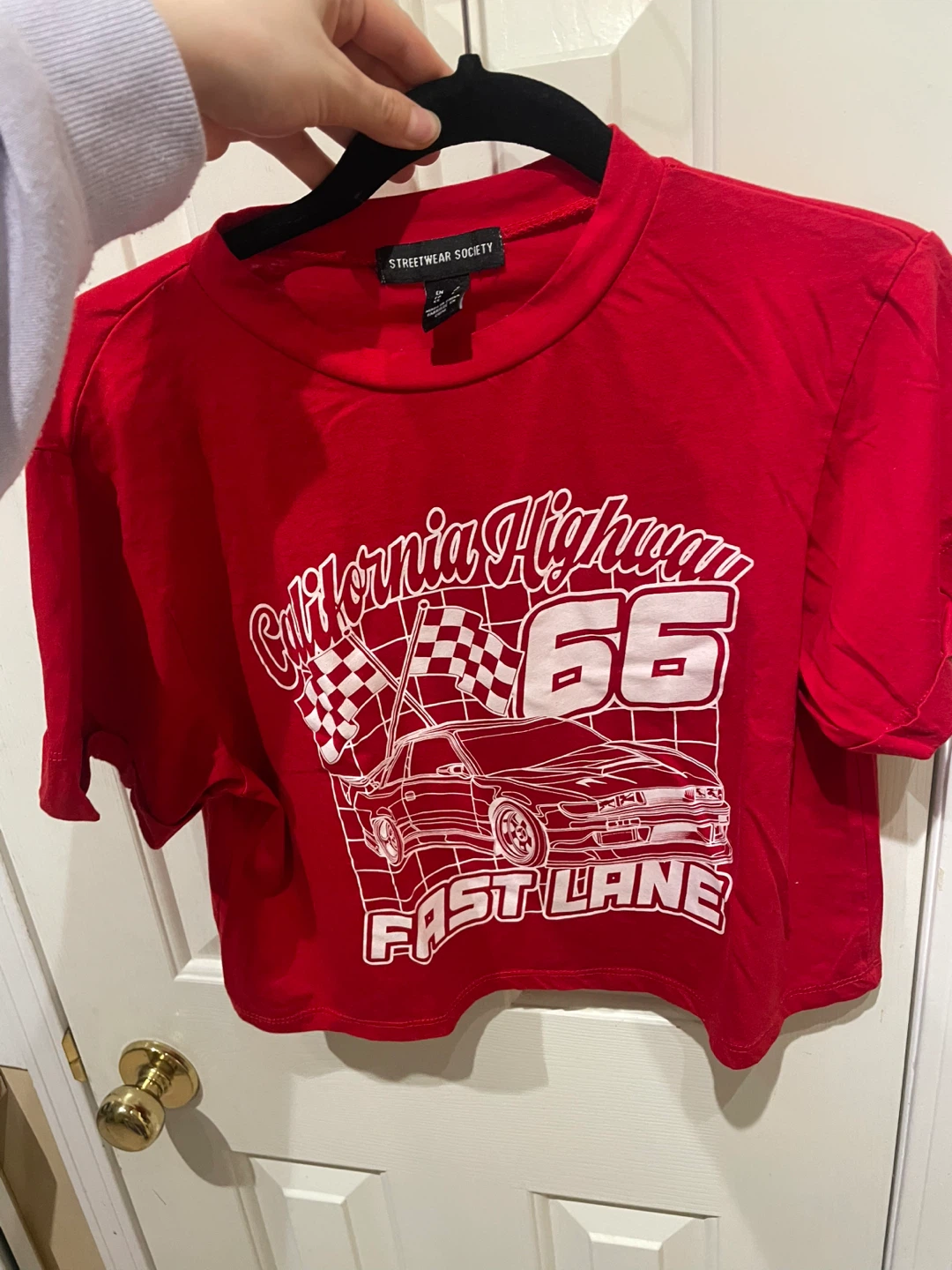 Streetwear Society Red California Highway Cropped Tee