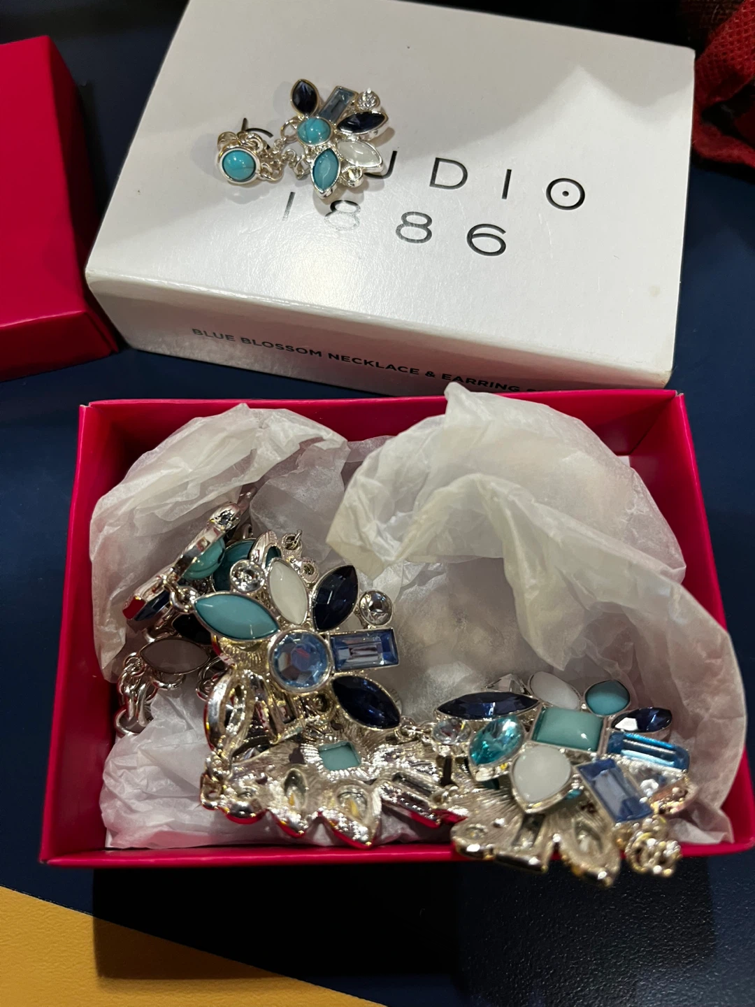 Studio 1886 Blue Blossom Necklace & Earring Set