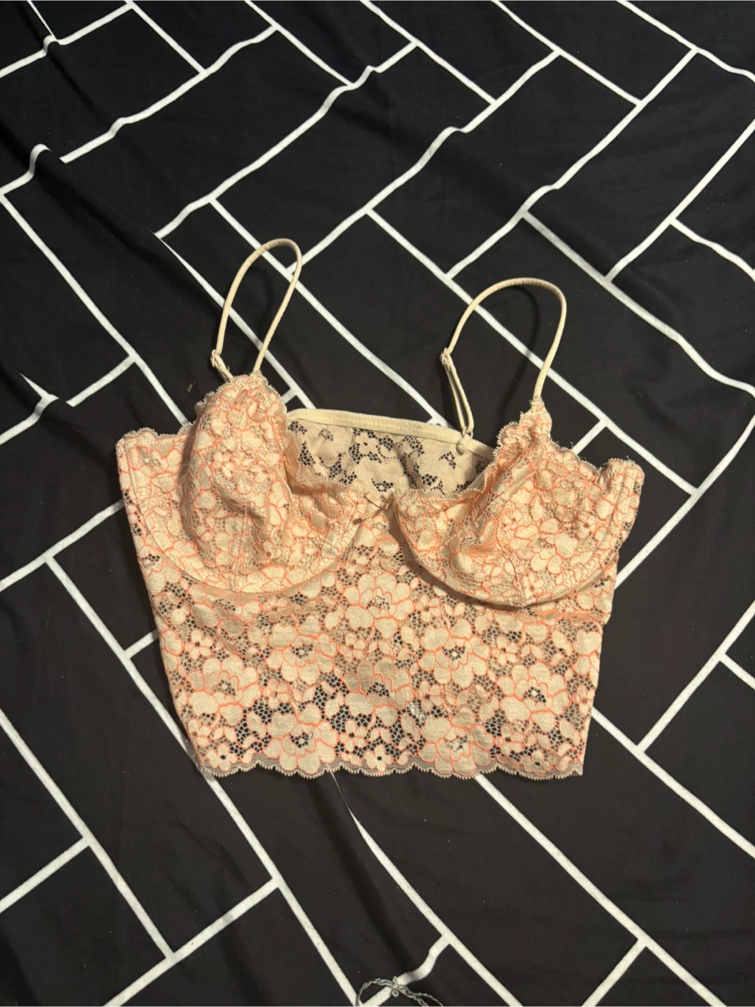 Peach Lace crop top