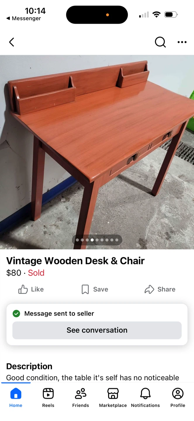 Vintage Wooden Desk with 2 Drawers - photo 4