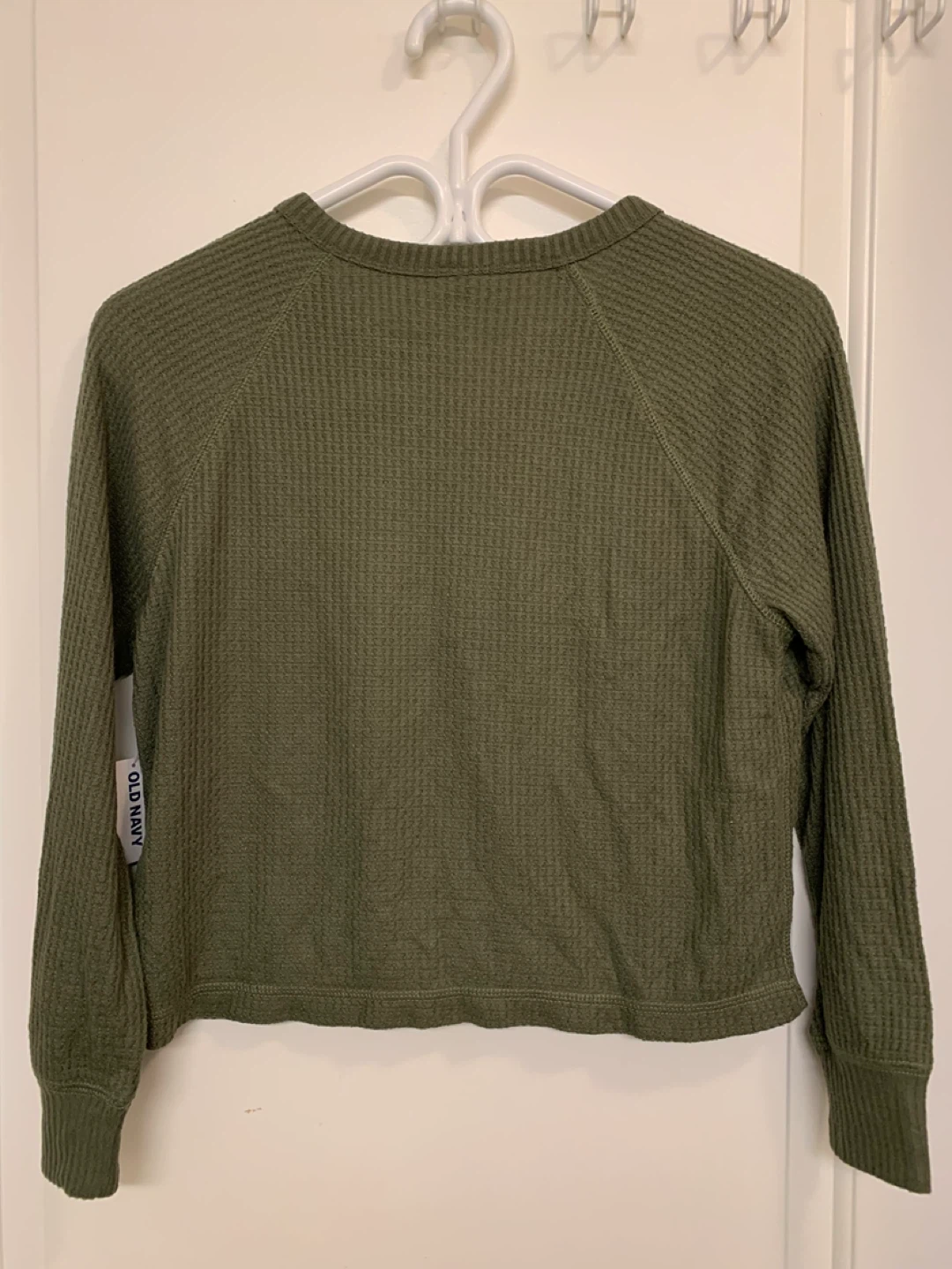 Old Navy Green Waffle Knit Long Sleeve Top  L (10-12) 🏆 - photo 4
