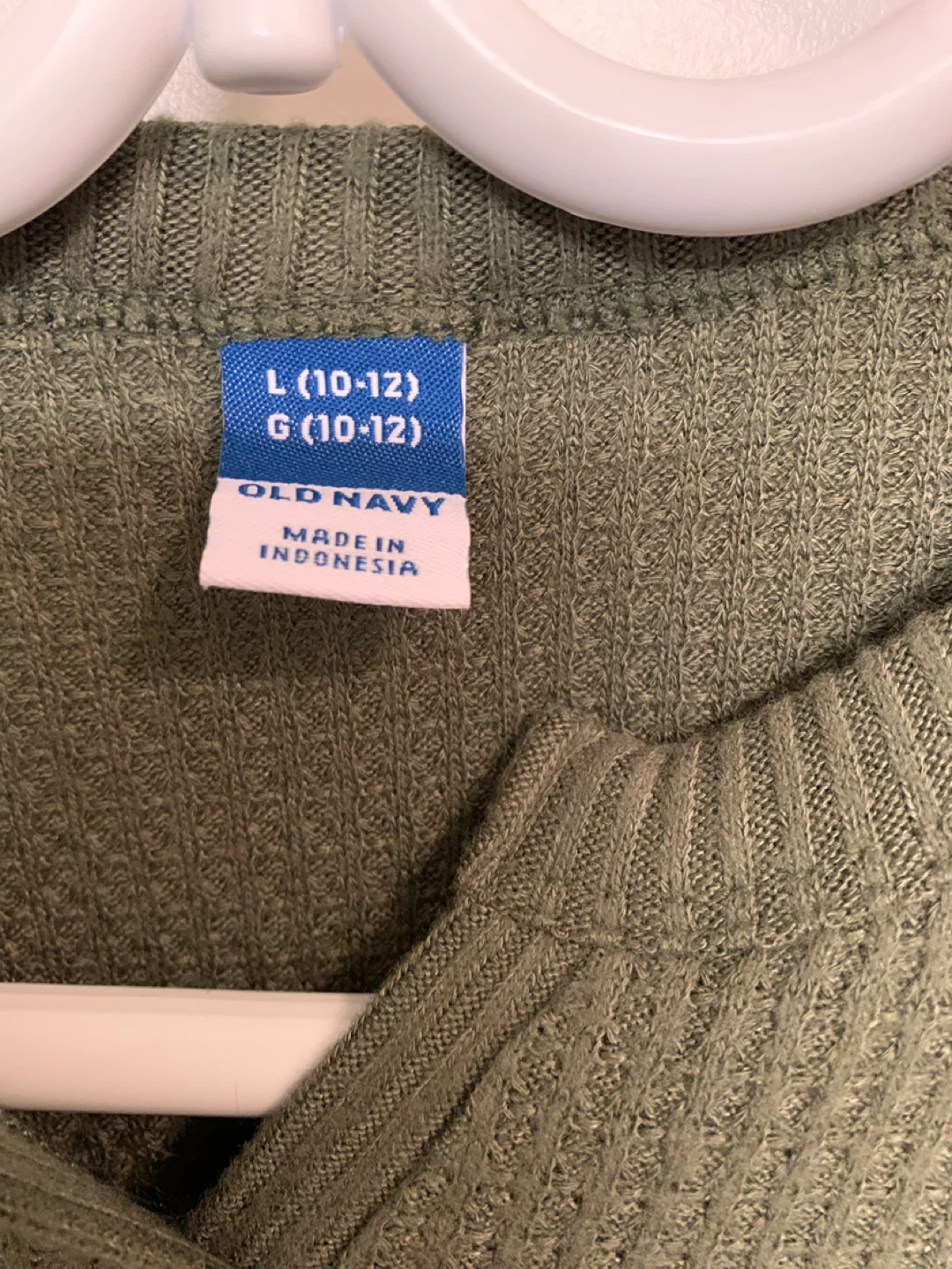 Old Navy Green Waffle Knit Long Sleeve Top  L (10-12) 🏆 - photo 3