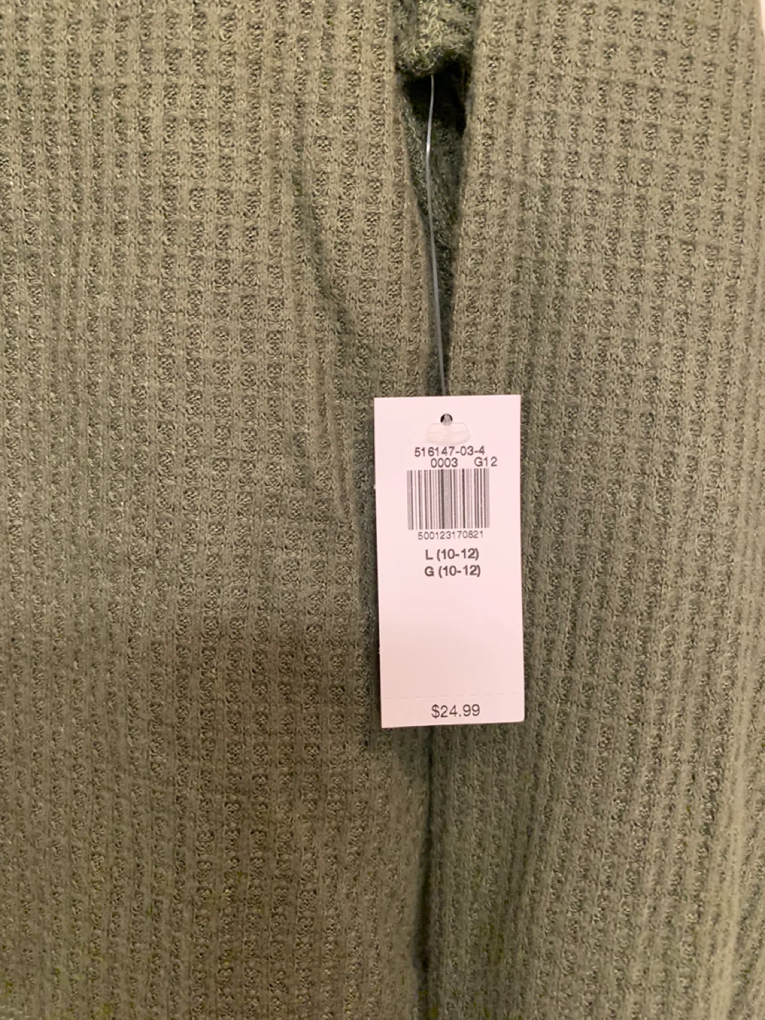 Old Navy Green Waffle Knit Long Sleeve Top  L (10-12) 🏆 - photo 2