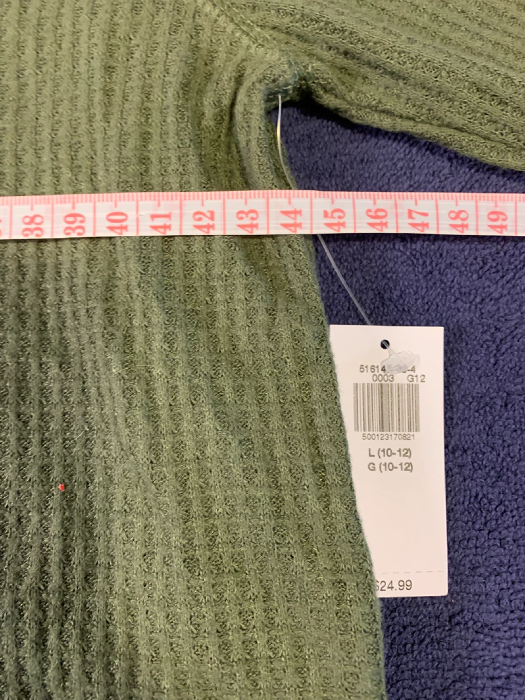 Old Navy Green Waffle Knit Long Sleeve Top  L (10-12) 🏆 - photo 5