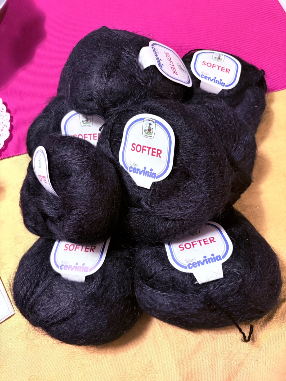 Lane Cervinia Softer Yarn - Black - 50g LOT of 9 skeins